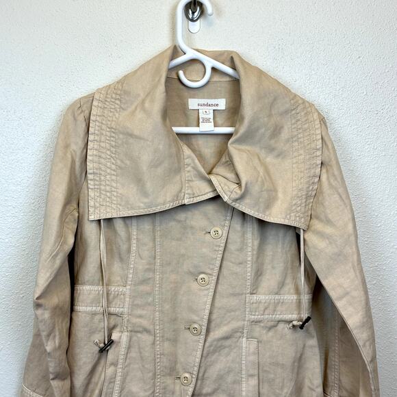 Sundance Every Angle khaki jacket shawl collar linen blend size Small Militay - Picture 3 of 8